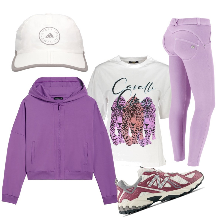 Outfit donna - Mamma, che sportiva!!!. Stile Casual per Sport. Abbinamento con sneakers, pantaloni skinny, felpe con cappuccio, t-shirt, cappelli.