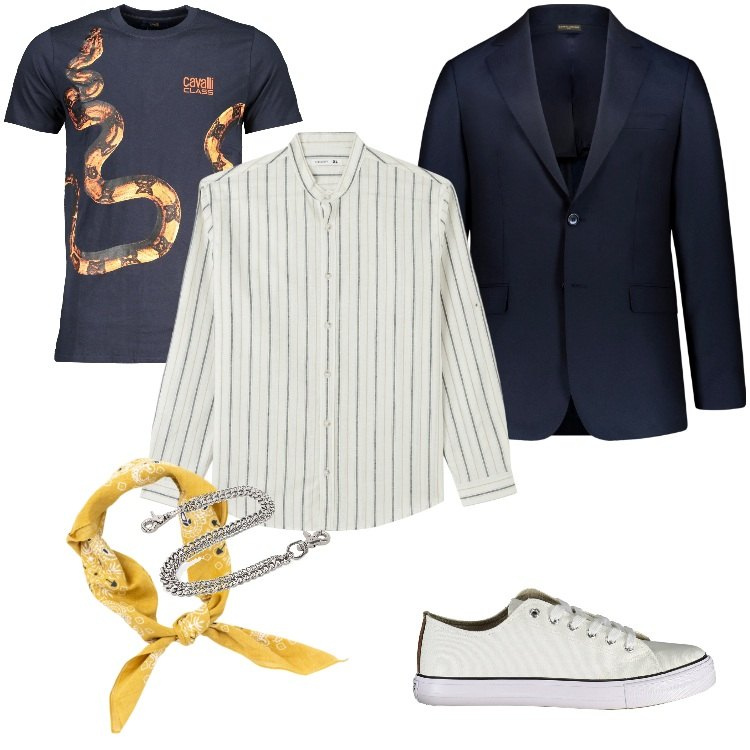 Outfit uomo - Total look #1871725. Stile Trendy per Serata speciale. Abbinamento con camicie, abiti, orologi, scarpe sportive, t-shirt, sciarpe e foulard.