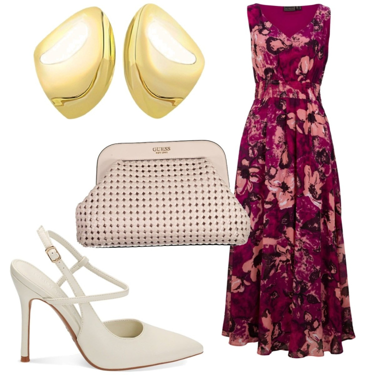 Outfit donna - Total look #1871959. Stile Trendy per Cerimonia. Abbinamento con vestiti lunghi, orecchini, décolleté, borse a mano.