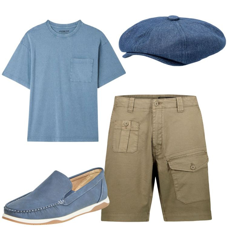 Outfit uomo - Total look #1872001. Stile Urban per Tutti i giorni. Abbinamento con t-shirt, scarpe stringate, bermuda, t-shirt.