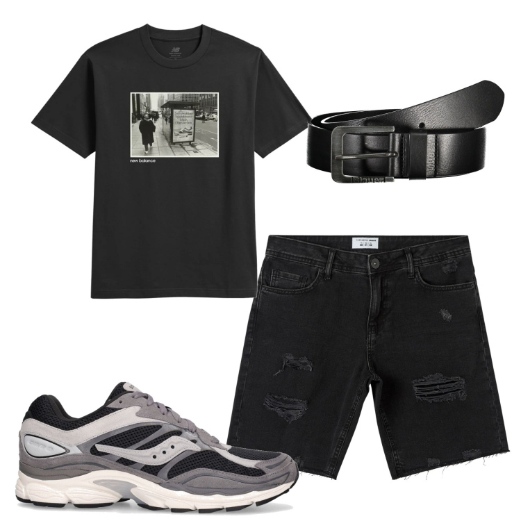 Outfit uomo - Total look #1872013. Stile Casual per Tutti i giorni. Abbinamento con shorts, t-shirt, sneakers alte, cinture.