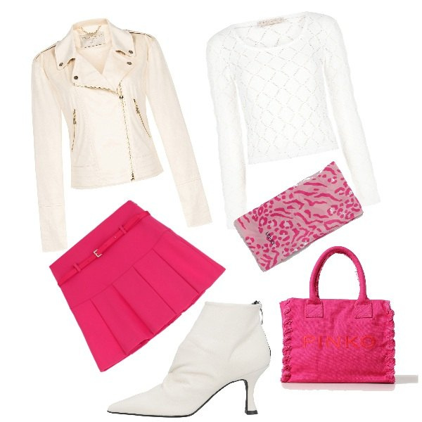 Outfit donna - A spasso con le amiche. Stile Casual chic per Serata fuori. Abbinamento con stivaletti, giacche, maglieria, minigonne, borse tote, sciarpe.