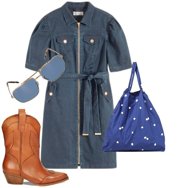 Outfit donna - Borsa in super sconto. Stile Trendy per Tutti i giorni. Abbinamento con vestiti, stivaletti, occhiali da sole, borse tote.