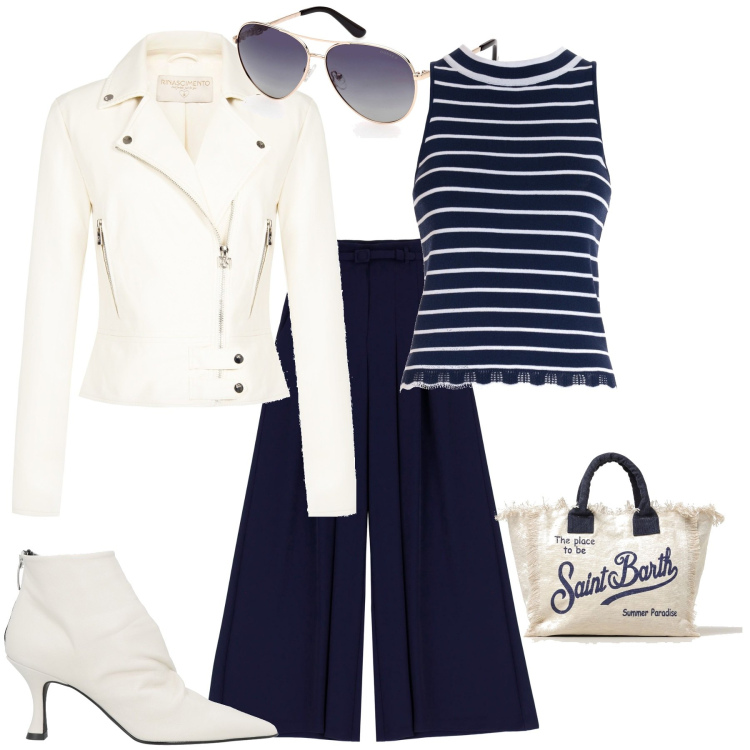 Outfit donna - Trendy serata fuori evento. Stile Trendy per Serata fuori. Abbinamento con stivaletti, giacche, pantaloni a palazzo, top, occhiali da sole, borse tote.