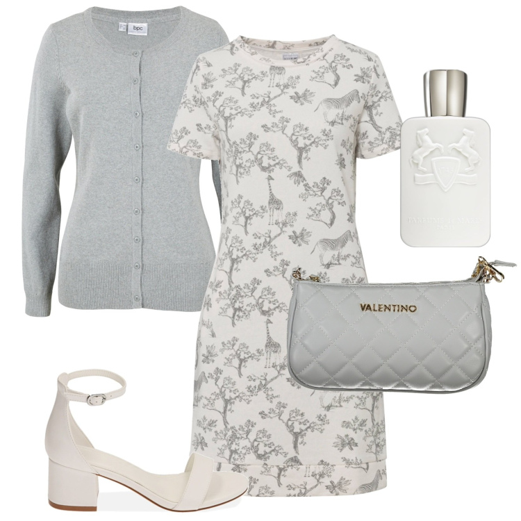 Outfit donna - una giornata bon ton. Stile Bon Ton per Tutti i giorni. Abbinamento con cardigans, vestiti, profumi, sandali col tacco, borse a spalla.