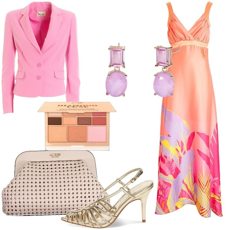 Outfit donna - Bantoa - Events Season. Stile Chic per Cerimonia. Abbinamento con ombretti, orecchini, vestiti lunghi, blazer, sandali col tacco, borse a mano.
