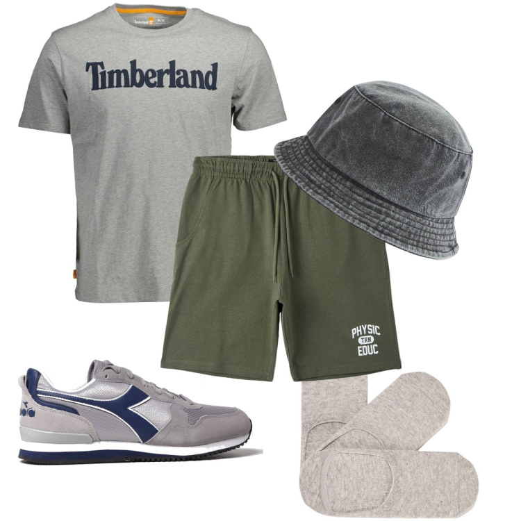 Outfit uomo - Sempre di corsa. Stile Casual per Sport. Abbinamento con cappelli, pantaloni corti, calzini, t-shirt, sneakers.