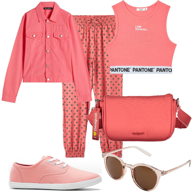 Outfit donna - Total look #1873417. Stile Basic per Tutti i giorni. Abbinamento con occhiali da sole, sneakers, pantaloni, top, blazer, borse a spalla.