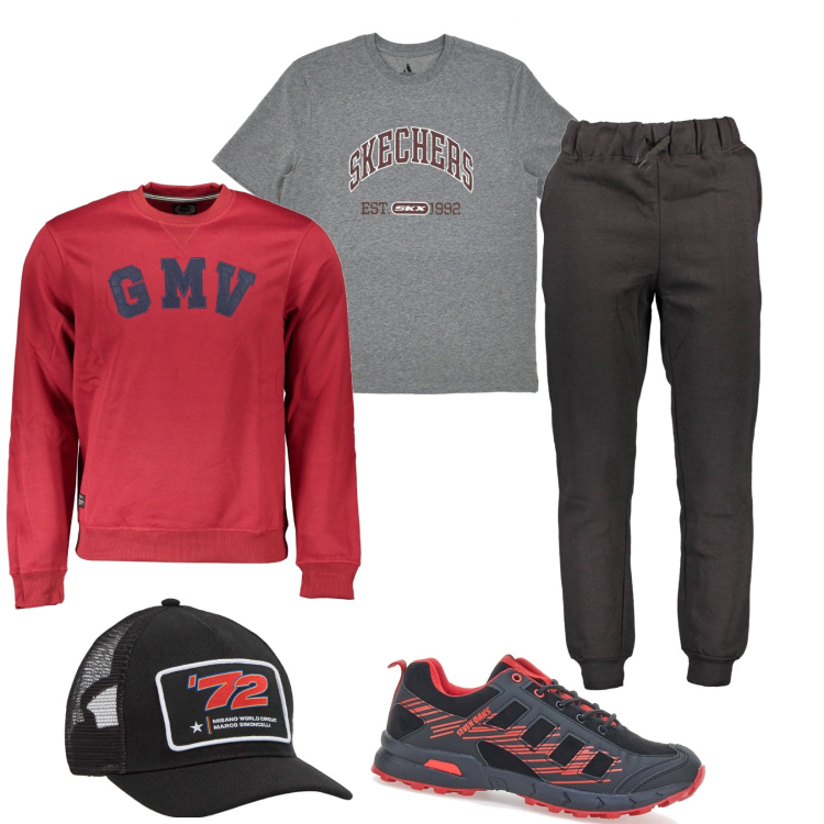 Outfit uomo - Total look #1873449. Stile Casual per Sport. Abbinamento con cappelli, pantaloni, t-shirt, felpe, stivali e stivaletti.