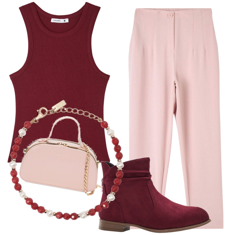 Outfit donna - Total look #1873516. Abbinamento con stivaletti, pantaloni chino, canottiere, braccialetti, borse a mano.
