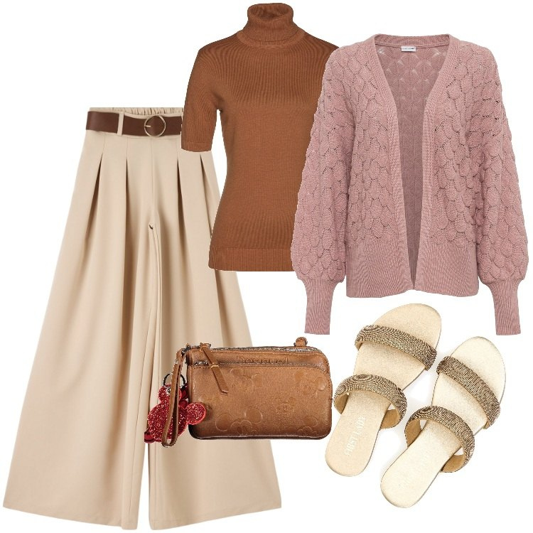Outfit donna - Total look #1873588. Stile Boho per Serata fuori. Abbinamento con maglieria, cardigans, pantaloni, collane, ciabatte.