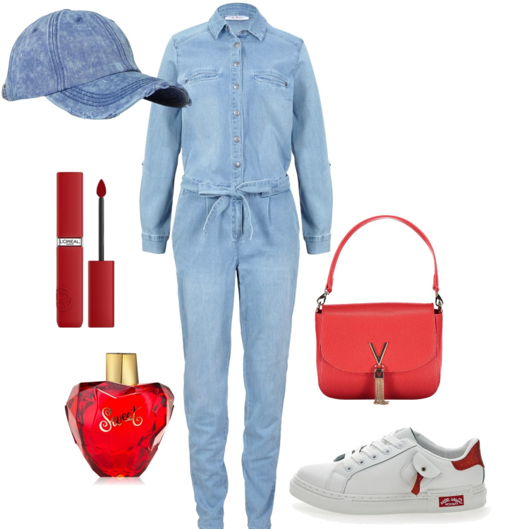 Outfit donna - Sneakers con taschina laterale. Stile Basic per Scuola/Università. Abbinamento con tute, profumi, rossetti, berretti, sneakers, borse a spalla.