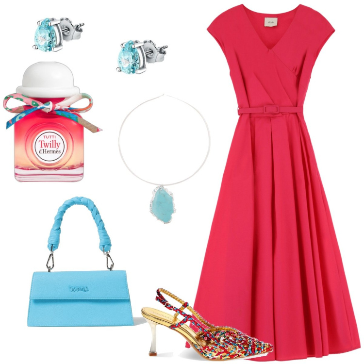 Outfit donna - Parigi non amour. Stile Vintage retrò per Tutti i giorni. Abbinamento con orecchini, profumi, décolleté, vestiti lunghi, ciondoli, borse a spalla.