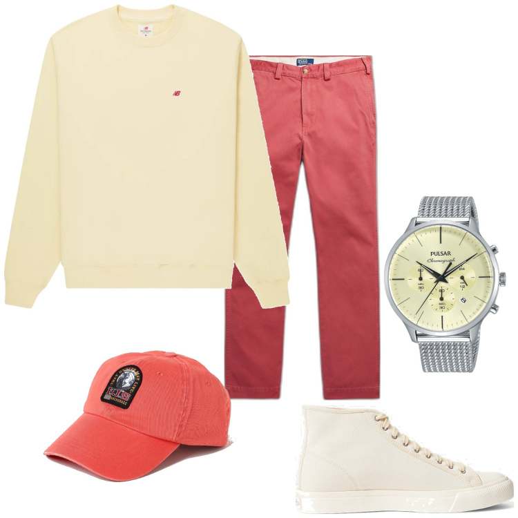 Outfit uomo - Total look #1874168. Stile Urban per Tutti i giorni. Abbinamento con orologi, felpe, sneakers, pantaloni chino, cappelli.