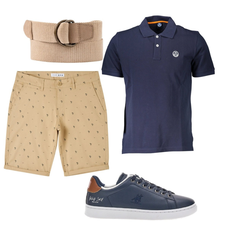Outfit uomo - Total look #1874244. Stile Trendy per Tutti i giorni. Abbinamento con shorts, scarpe sportive, polo, cinture.