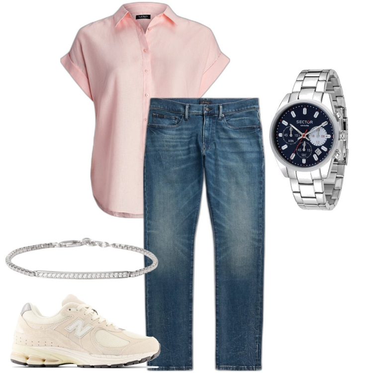Outfit uomo - La camicia rosa. Stile Casual per Tutti i giorni. Abbinamento con orologi, braccialetti, sneakers, jeans, camicie a manica corta.
