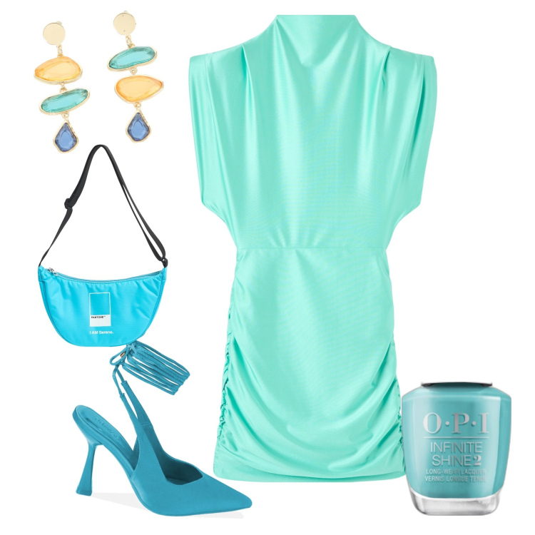 Outfit donna - La classe non è acqua, ma i colori si’. Stile Glamour per Serata fuori. Abbinamento con smalti, marsupi, vestiti corti, décolleté, orecchini.