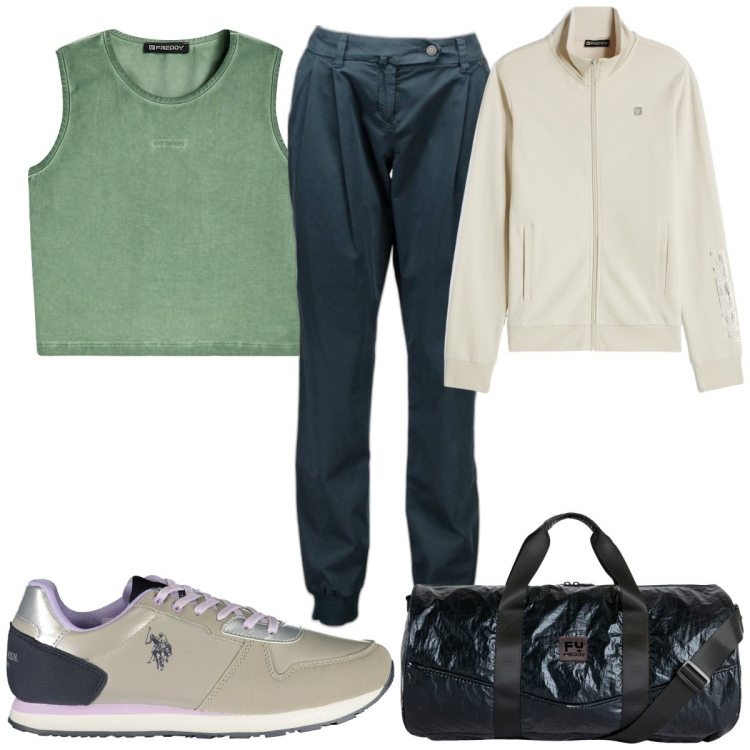 Outfit donna - Total look #1874724. Stile Basic per Sport. Abbinamento con top, borse sportive, felpe, scarpe sportive, pantaloni.