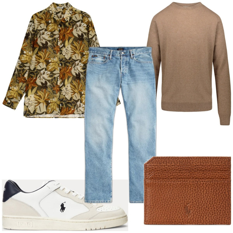 Outfit uomo - Total look #1874759. Stile Casual per Tutti i giorni. Abbinamento con camicie, portafogli, jeans, sneakers, maglieria.