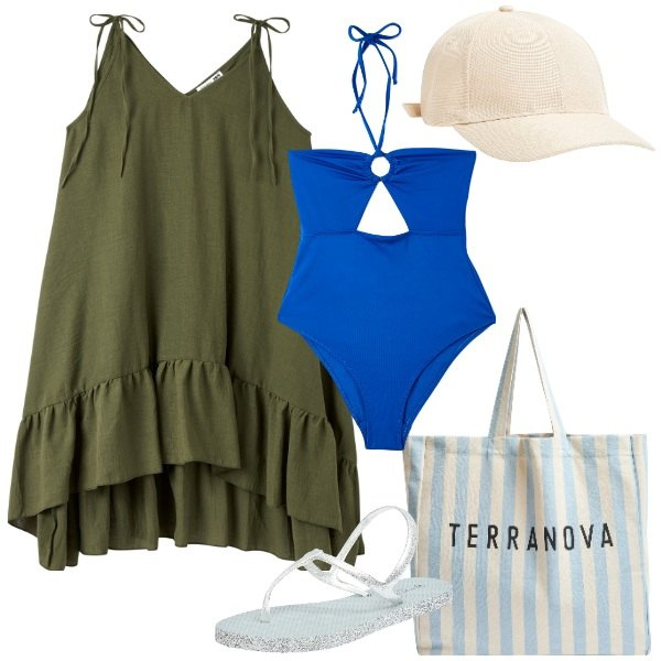 Outfit donna - Terranova Speciale Lino. Stile Casual per Mare. Abbinamento con cappelli, sandali, vestiti lunghi, costumi interi, borse tote.
