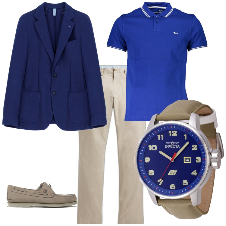 Outfit uomo - Trendy per una serata speciale. Stile Trendy per Serata speciale. Abbinamento con orologi, giacche, pantaloni, polo, scarpe stringate.