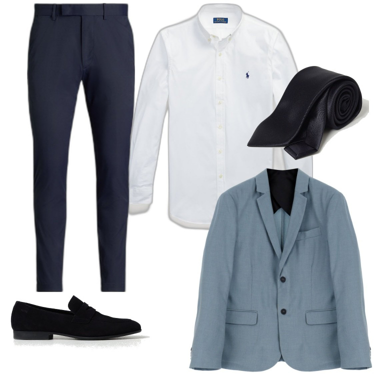 Outfit uomo - Spezzato. Stile Business/Elegante per Cerimonia. Abbinamento con giacche, camicie, pantaloni, scarpe stringate, cravatte.