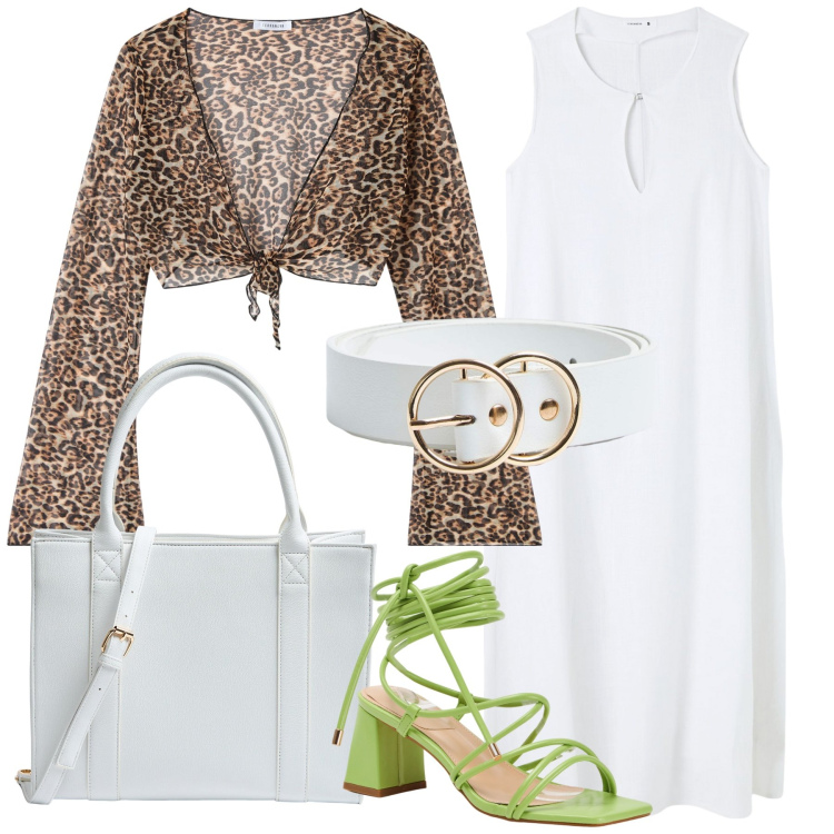 Outfit donna - Il vestito di lino. Stile Sexy per Tutti i giorni. Abbinamento con vestiti senza maniche, bolero, shopping bag, sandali alla schiava, cinture.