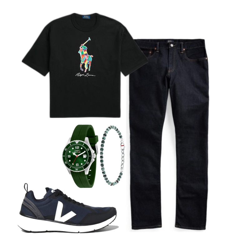 Outfit uomo - Total look #1874994. Stile Casual per Tutti i giorni. Abbinamento con orologi, jeans, t-shirt, sneakers.