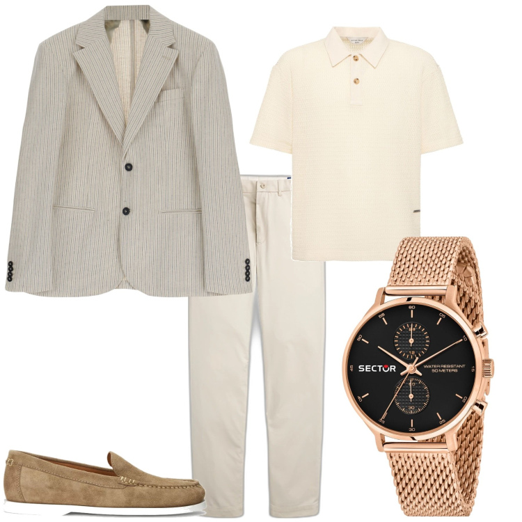 Outfit uomo - Trendy ufficio/week end/serata. Stile Trendy per Ufficio. Abbinamento con orologi, giacche, scarpe stringate, pantaloni chino, polo.