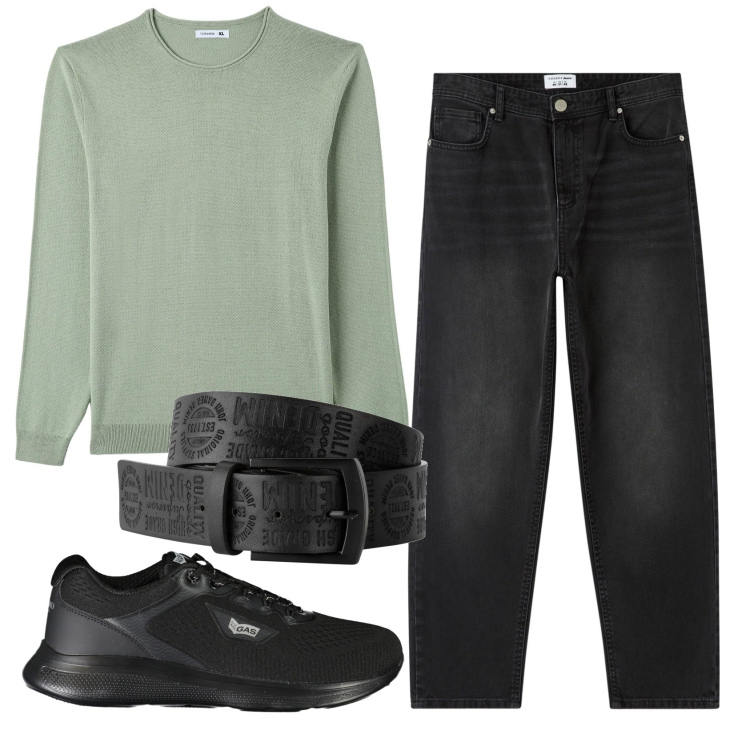 Outfit uomo - Total look #1875348. Stile Casual per Tutti i giorni. Abbinamento con cinture, jeans, pullovers, sneakers.