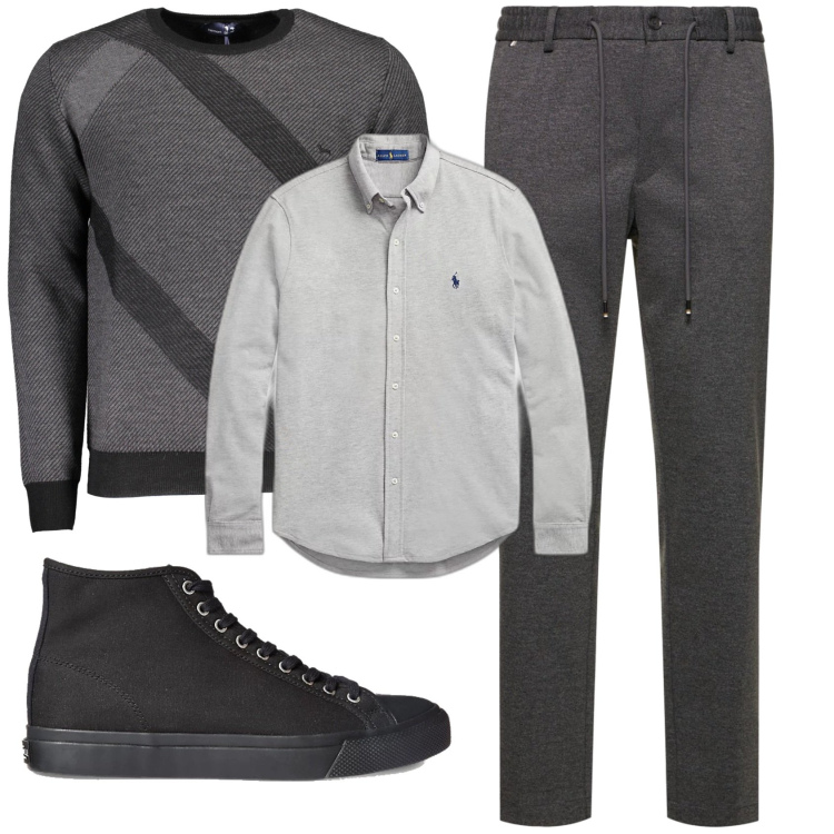 Outfit uomo - Total look #1875456. Stile Business/Elegante per Ufficio. Abbinamento con sneakers, camicie, pantaloni, maglieria.