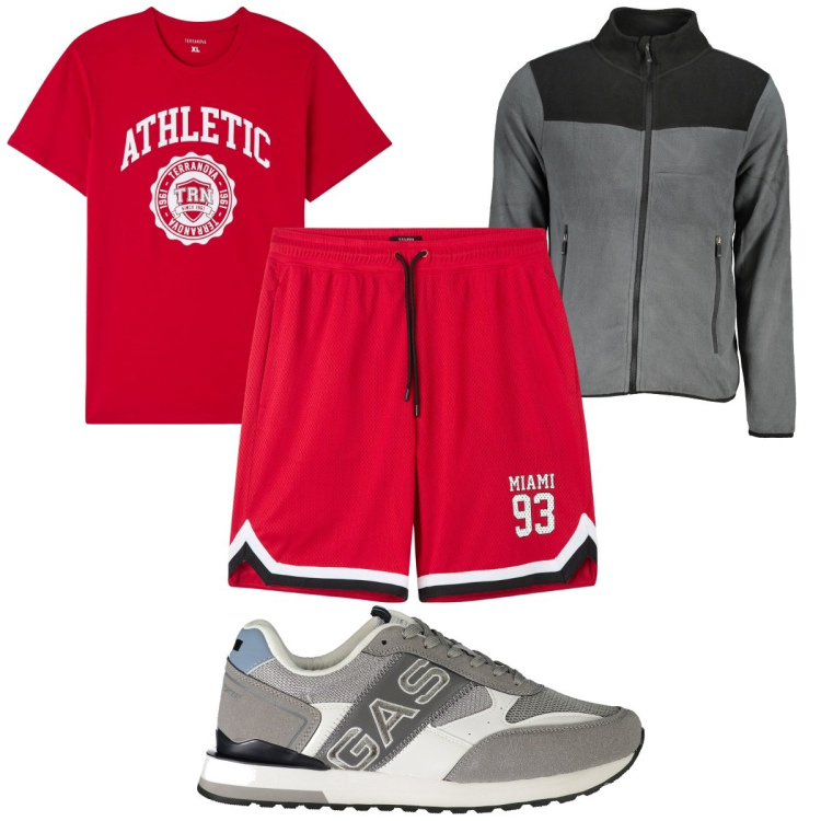 Outfit uomo - Total look #1875568. Stile Trendy per Sport. Abbinamento con t-shirt, bermuda, felpe, sneakers.