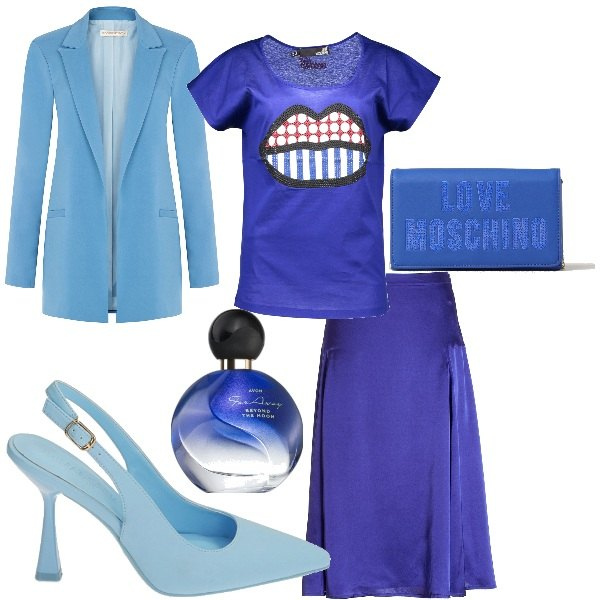 Outfit donna - un blazer per ogni occasione...... Stile Trendy per Tutti i giorni. Abbinamento con profumi, blazer, gonne longuette, décolleté, t-shirt, borse a tracolla.