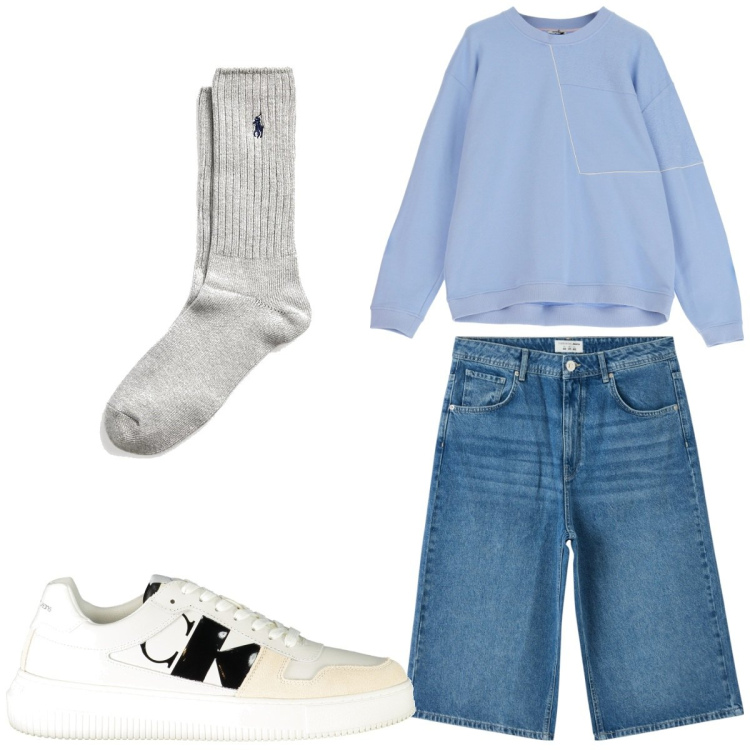 Outfit uomo - Total look #1875609. Stile Trendy per Tutti i giorni. Abbinamento con pantaloni corti, felpe, calzini, sneakers.