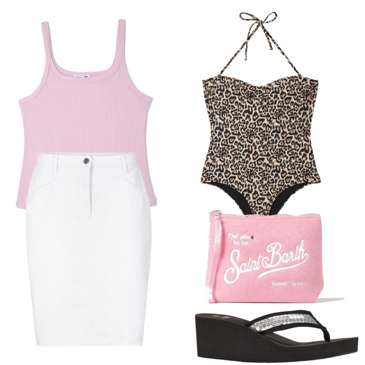 Outfit donna - Voglia di mare. Stile Sexy per Mare. Abbinamento con infradito, gonne, costumi interi, top, pochette.