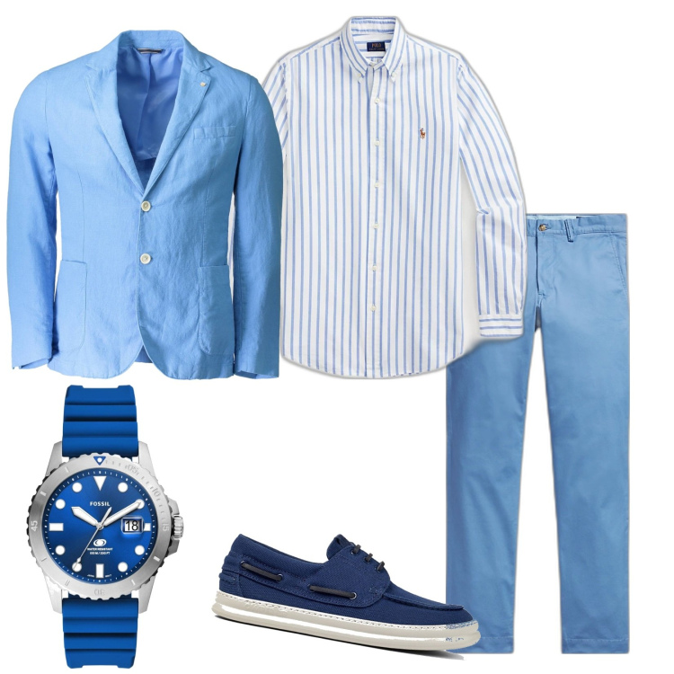 Outfit uomo - Total look #1875718. Stile Business/Elegante per Ufficio. Abbinamento con orologi, camicie, pantaloni, giacche, scarpe stringate.