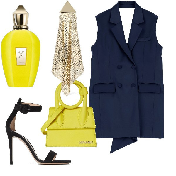 Outfit donna - Total look #1875825. Stile Sexy per Cerimonia. Abbinamento con profumi, vestiti corti, orecchini, borse a mano, sandali col tacco.