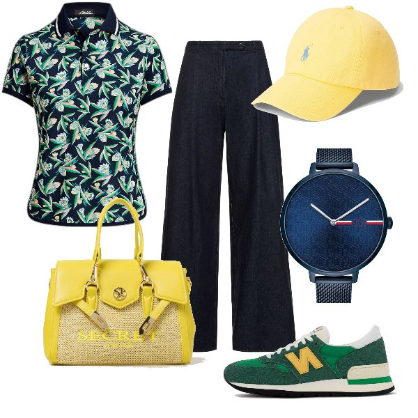 Outfit donna - Total look #1875830. Stile Casual chic per Tutti i giorni. Abbinamento con orologi, sneakers, cappelli, polo, pantaloni, borse a mano.