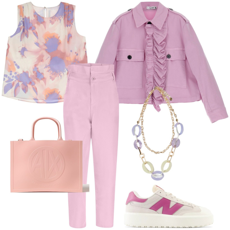 Outfit donna - New Balance. Stile Casual per Tutti i giorni. Abbinamento con sneakers, jeans, top, blazer, ciondoli, borse tote.