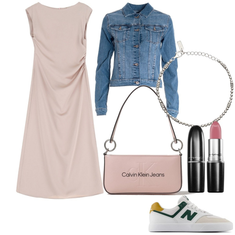 Outfit donna - New Balance. Stile Casual chic per Tutti i giorni. Abbinamento con rossetti, braccialetti con ciondoli, sneakers, giacche, vestiti lunghi, borse a spalla.