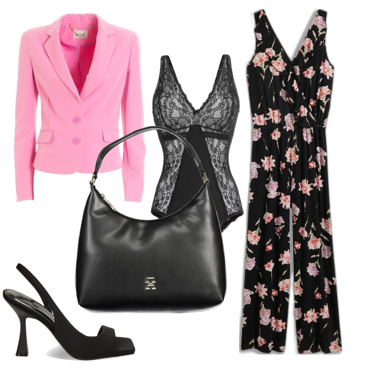 Outfit donna - Total look #1875935. Stile Romantica per Tutti i giorni. Abbinamento con body, tute, blazer, sandali col tacco, borse a spalla.