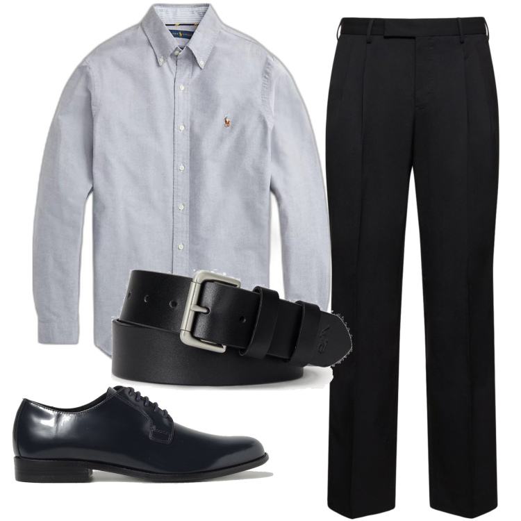 Outfit uomo - Total look #1875970. Stile Business/Elegante per Serata speciale. Abbinamento con camicie, cinture, pantaloni, scarpe stringate.