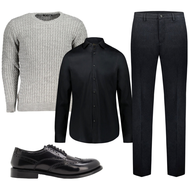 Outfit uomo - Total look #1875973. Stile Business/Elegante per Ufficio. Abbinamento con scarpe stringate, camicie, pantaloni, maglieria.