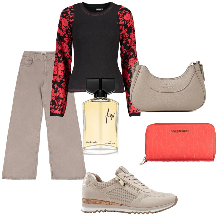 Outfit donna - Total look #1876196. Stile Casual per Tutti i giorni. Abbinamento con sneakers, profumi, pantaloni, maglieria, borse a tracolla, portafogli.