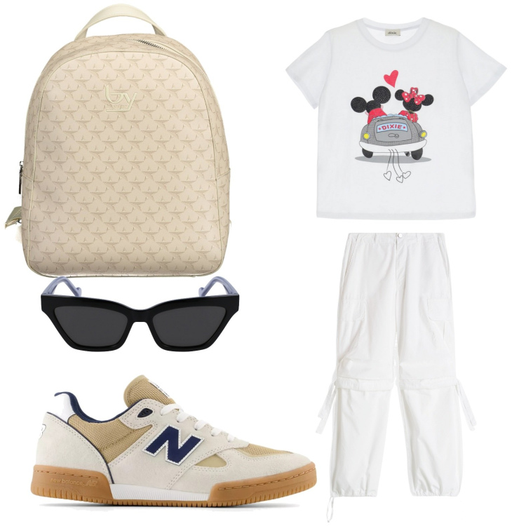 Outfit donna - Comodo e fresco. Stile Basic per Tutti i giorni. Abbinamento con sneakers, pantaloni cargo, t-shirt, zaini, occhiali da sole.