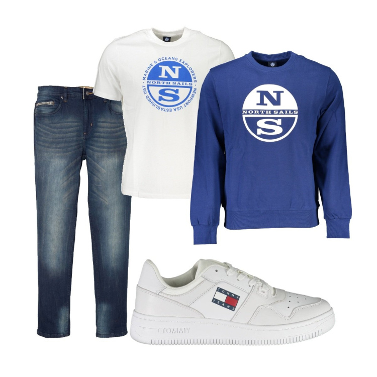 Outfit uomo - Total look #1876235. Stile Casual per Tutti i giorni. Abbinamento con jeans slim fit, t-shirt, felpe, scarpe sportive.