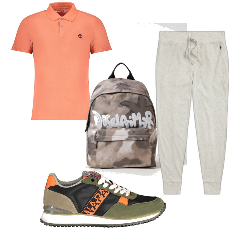 Outfit uomo - Total look #1876280. Stile Trendy per Sport. Abbinamento con pantaloni, polo, scarpe sportive, borse sportive.