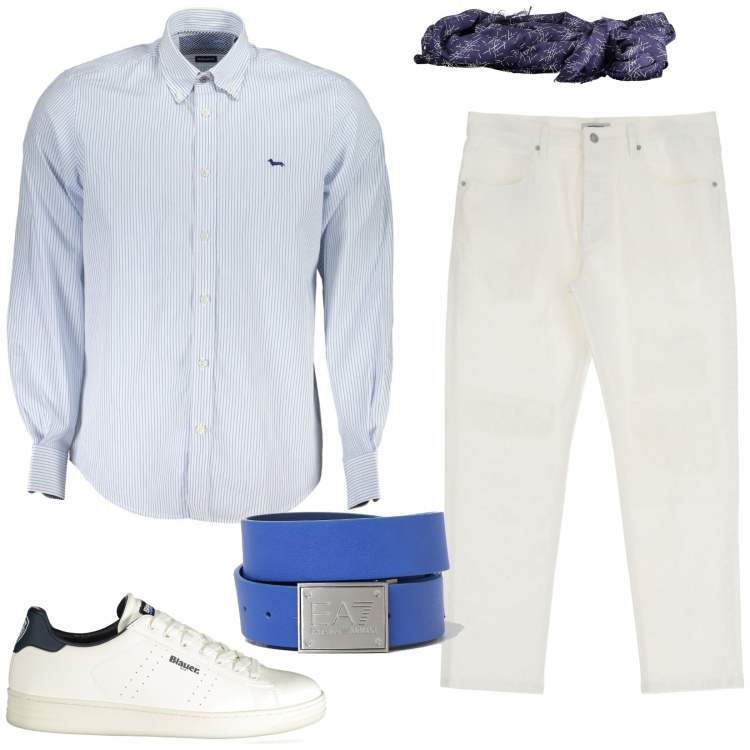 Outfit uomo - Senza fretta. Stile Trendy per Mare. Abbinamento con pantaloni, sneakers, camicie, cinture, sciarpe.