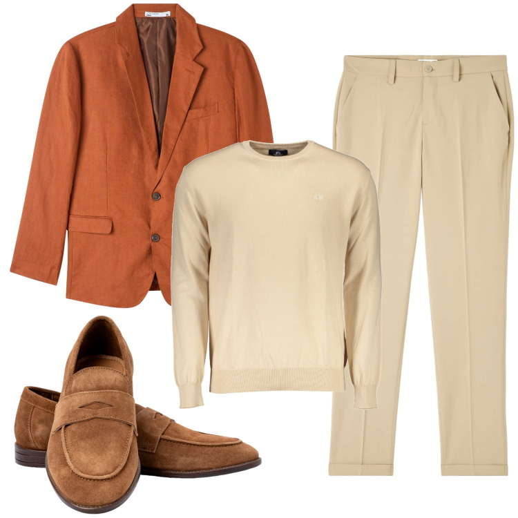 Outfit uomo - Total look #1876468. Stile Business/Elegante per Ufficio. Abbinamento con giacche, pantaloni chino, maglieria, scarpe stringate.