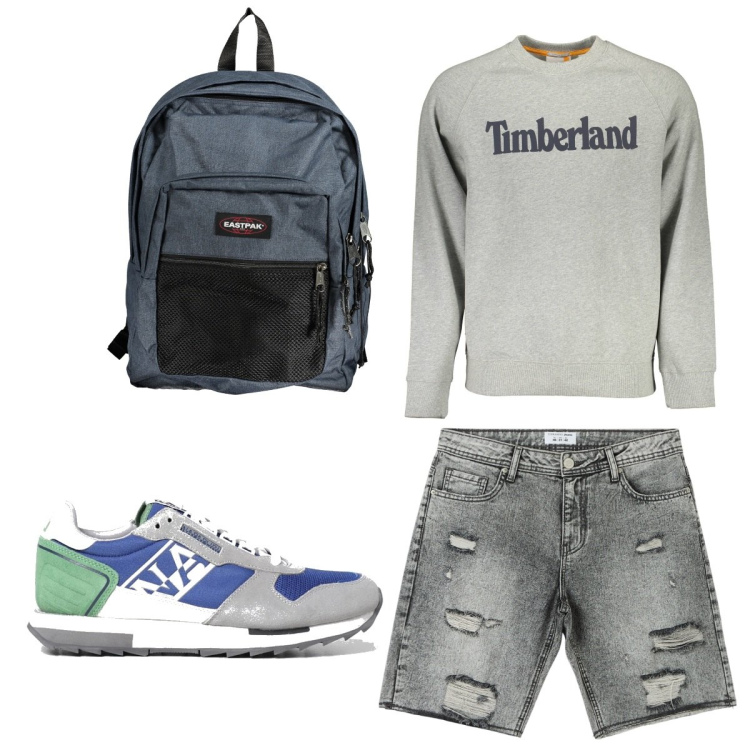 Outfit uomo - Total look #1876718. Stile Trendy per Tutti i giorni. Abbinamento con shorts, felpe, borse sportive, sneakers.